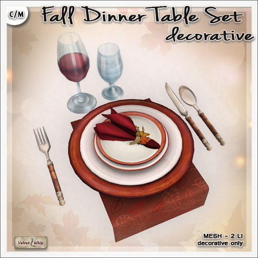 [V/W] Fall Dining Table Set - Autumn themed dinnerware - Mesh decor