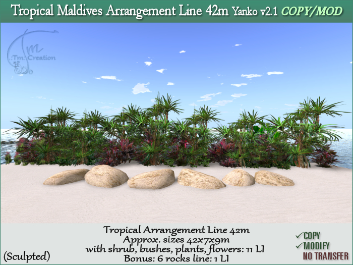 Tropical Plants Maldives 42m Line + Rocks C/M