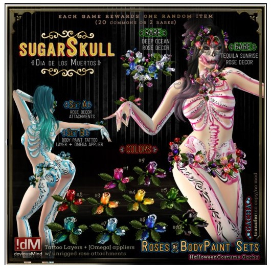 !dM SugarSkull **PINK** Roses (BOX #1A)