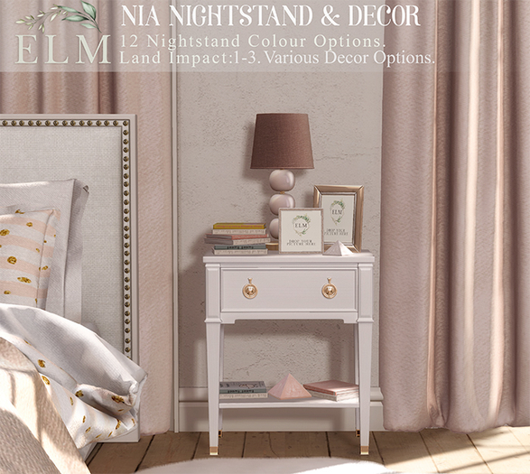 Elm. Nia Nightstand [FATPACK]