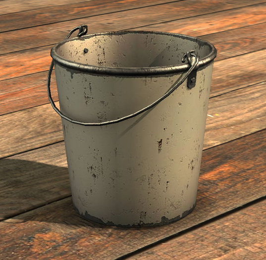 {Unflat Stuff} White painted bucket