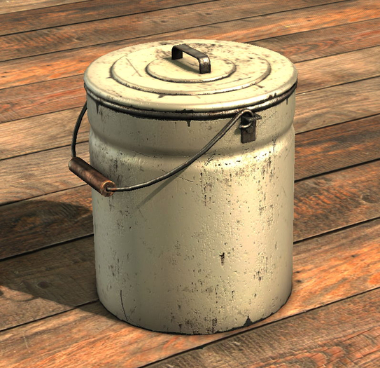 {Unflat Stuff} White painted bin
