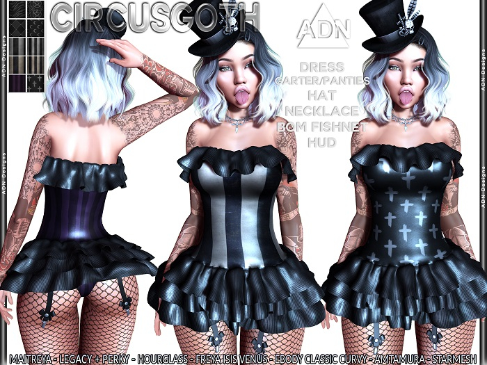 ADN demo CircusGoth MAITREYA LEGACY + PERKY HOURGLASS FREYA ISIS VENUS EBODY CLASSIC CURVY AMTAMURA STARMESH
