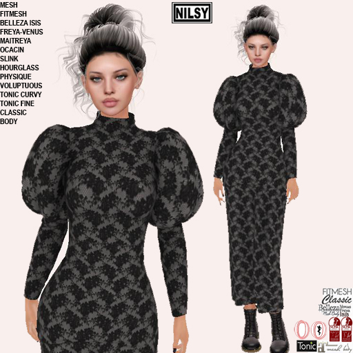 NILSY PUFF SLEEVE LACE DRESS,ALL BODIES
