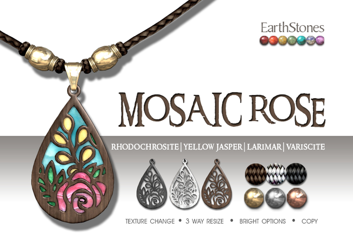 EarthStones Mosaic Rose Necklace ~ Rhodochrosite