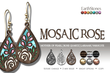 EarthStones Mosaic Rose Earrings ~ Mother Of Pearl
