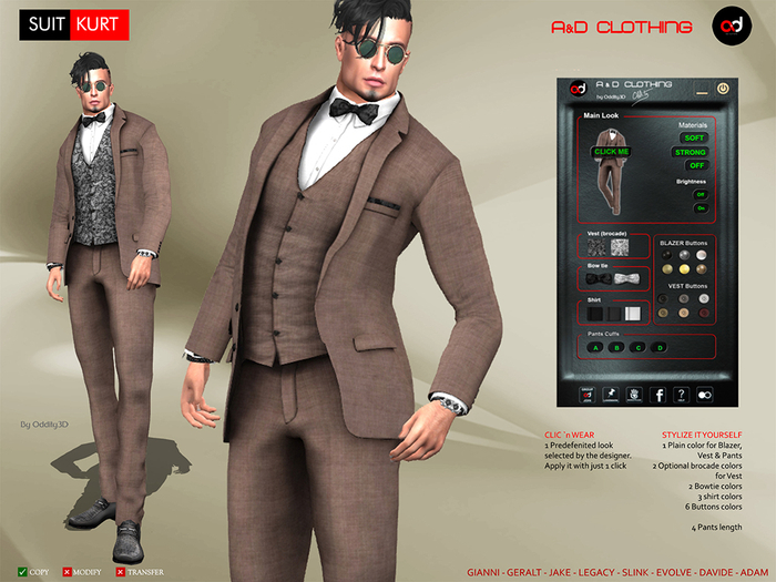 A&D Clothing - Suit -Kurt- Brown
