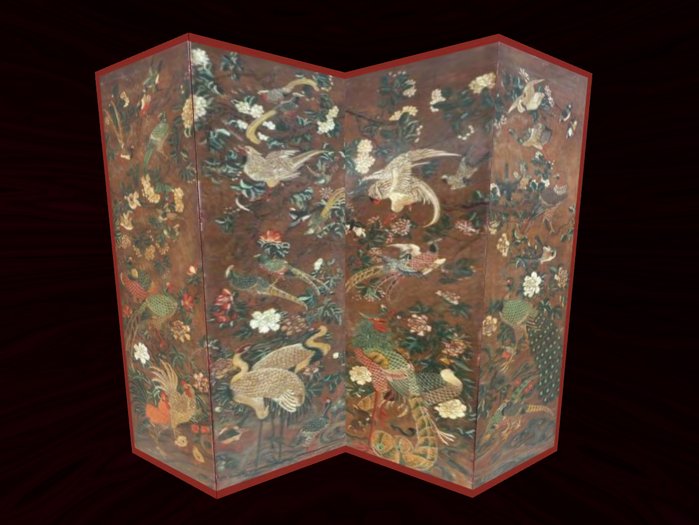 Chinese "Pheasant" 4-panel Screen / Room Divider