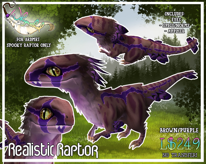 Spooky Raptor - Realistic Raptor - Brown/Purple
