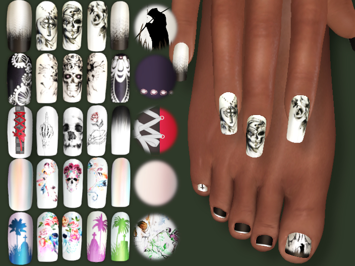 ~Ruby~ Nails set 6 Skulls - Maitreya HUD
