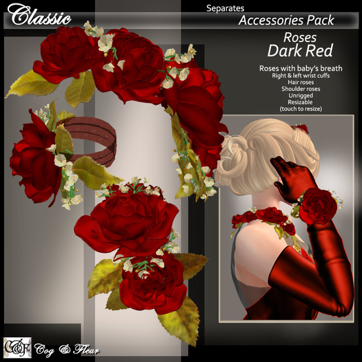 C&F Separates - Roses Accessories - DK Red Roses