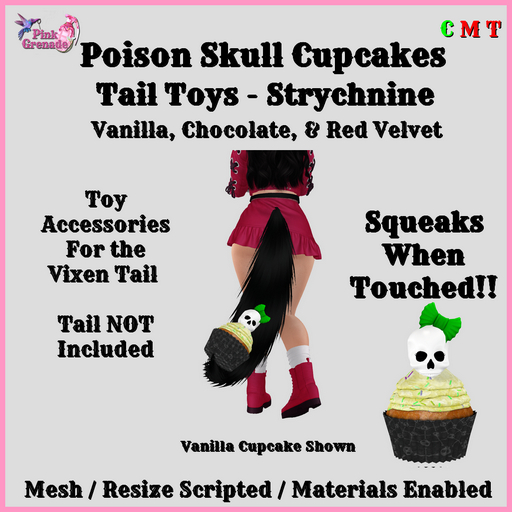 Pink Grenade - Poison Skull Cupcake Tail Toys - Strychnine