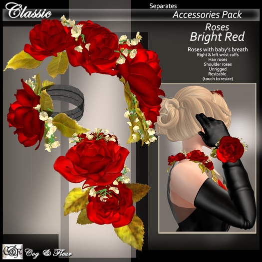 C&F Classic Separates - Roses Accessories - Bright Red Roses