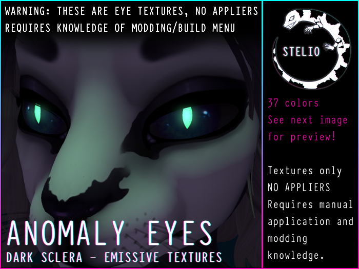 [Stelio] ANOMALY eyes - dark sclera / Textures