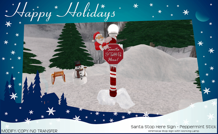 Santa Stop Here Sign - Peppermint Stick