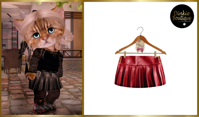 *DB* DINKIES LUISA FAUX LEATHER SKIRT* red