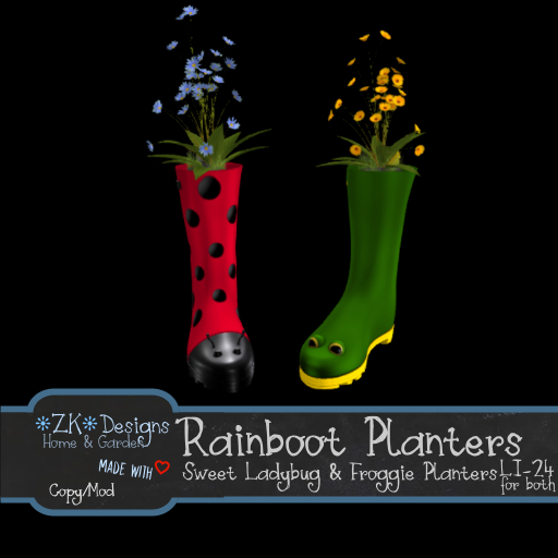 *ZK* Rainboots Planters - LadyBug & Froggy