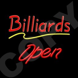 Billiards Open Neon Bar Sign