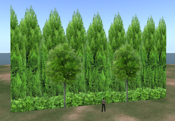 Green trees and Forest privacy fence prim COPY MOD
