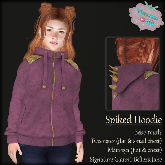{V*Y} Spiked Hoodie - Pink/Gold