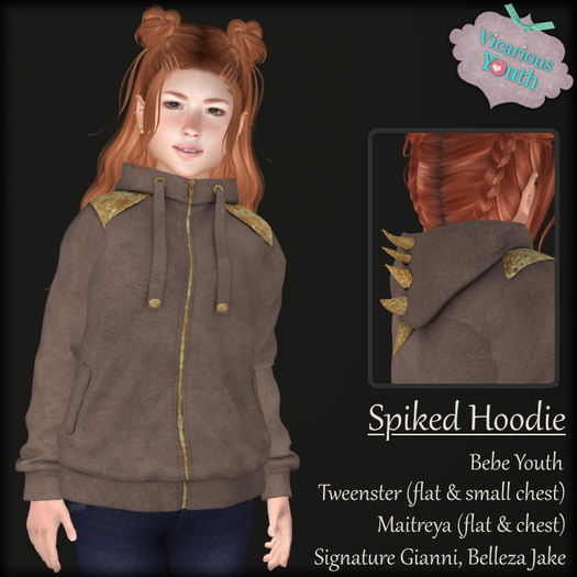 {V*Y} Spiked Hoodie - Brown/Gold