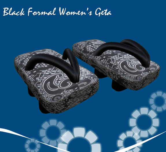 Black Formal Women's Sculpted Geta by KID (Mod)(Copy)(Box)