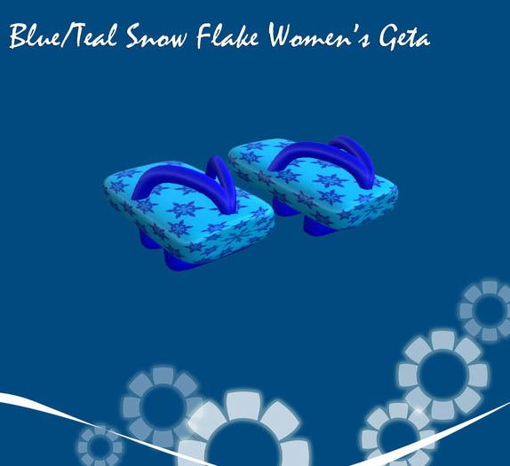 Blue/Teal Snow Flake Women's Sculpted Geta by KID (Mod)(Copy)(Box)