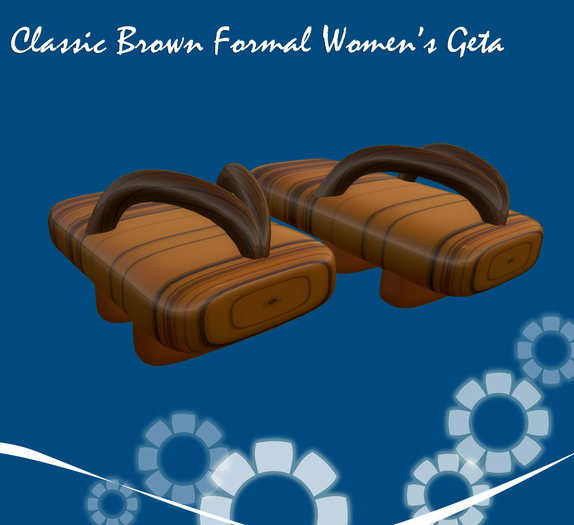 Classic Brown Formal Women's Sculpted Geta by KID (Mod)(Copy)(Box)