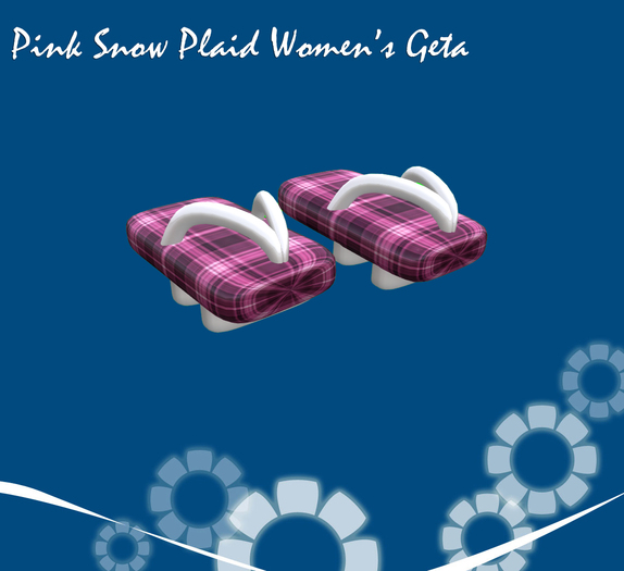 Pink Snow Plaid Women's Sculpted Geta by KID (Mod)(Copy)(Box)