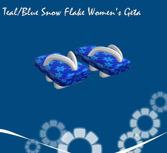 Teal/Blue Snow Flake Women's Sculpted Geta by KID (Mod)(Copy)(Box)