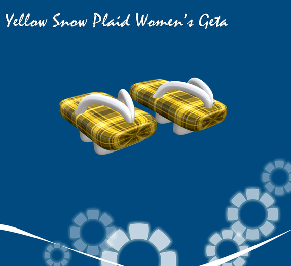 Yellow Snow Plaid Women's Sculpted Geta by KID (Mod)(Copy)(Box)