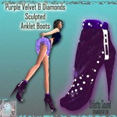 ANKLE BOOTS sculpted PURPLE VELVET DIAMONDS 