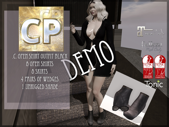 [CP]Open Shirt Outfit Black DEMO