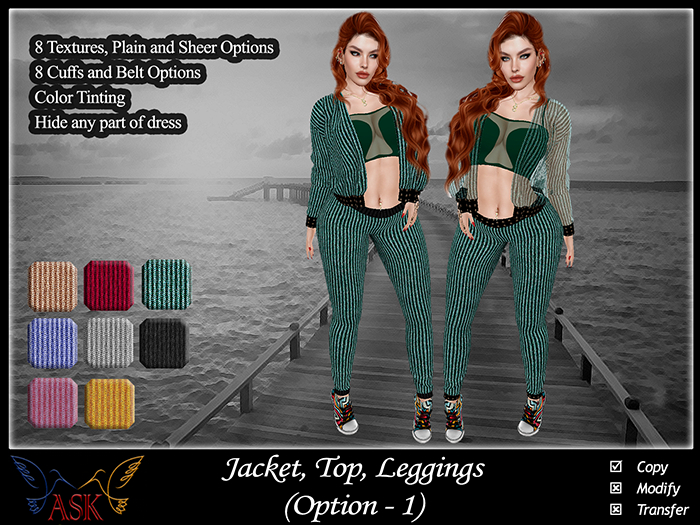 ASK - Jacket, Top, Leggings (Option - 1)