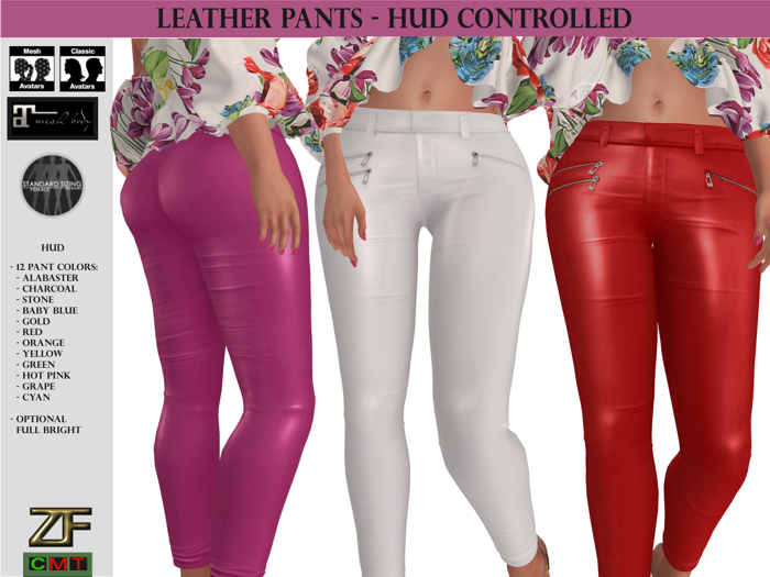 Zuloo - Leather Pants - RMESH & MAITREYA - 12 Color HUD