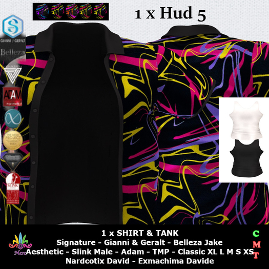 M - Open Shirt & Tanks ( H5 ) - Cypher - Most Fits Mens