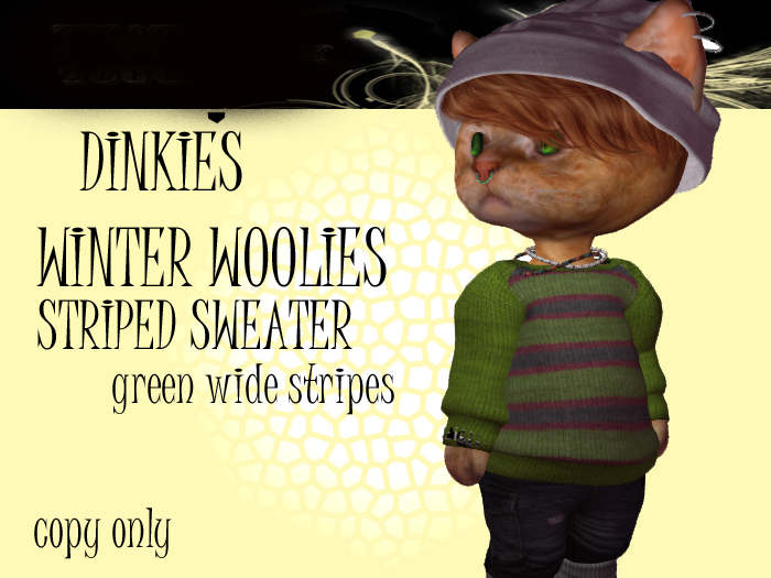 RT -WINTER WOOLIES -GREEN STRIPE -GREEN KNIT  -ADD TO UNPACK