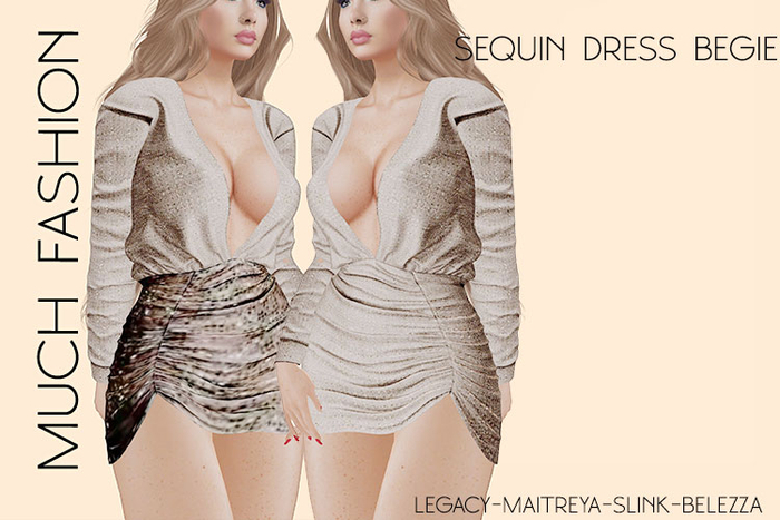 MUCH FASHION-SEQUIN DRESS BEIGIE