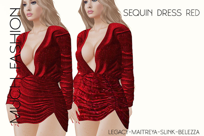 MUCH FASHION SEQUIN DRESS RED
