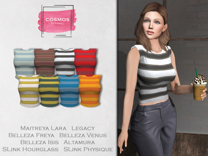[COSMOS] Greta Sleeveless Top Stripes / 8 Colors Fatpack