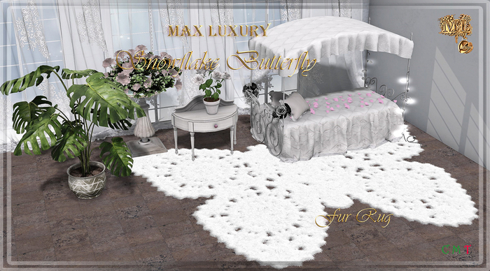 Max Luxury - Snowflake Butterfly  - Fur Rug