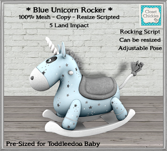 *CC* Blue Unicorn Rocking Horse [Boxed}