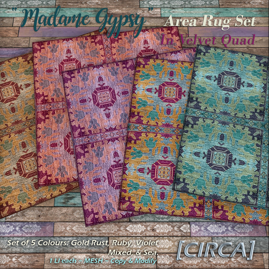 [CIRCA] Pkg - "Madame Gypsy" Area Rug Set - Velvet Quad