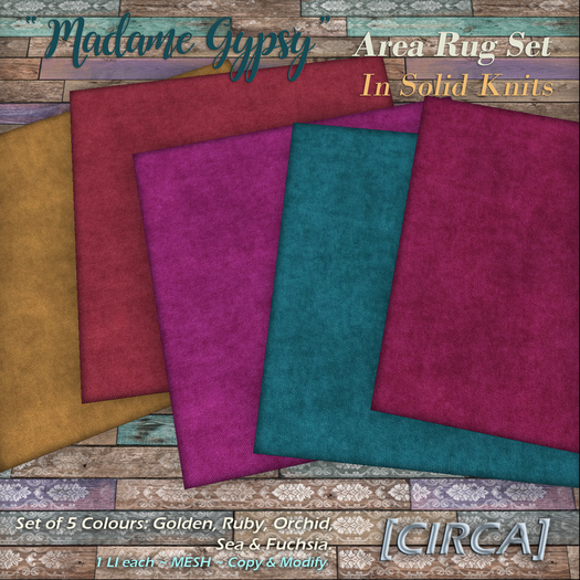 [CIRCA] Pkg - "Madame Gypsy" Area Rug Set -  Solid Knits