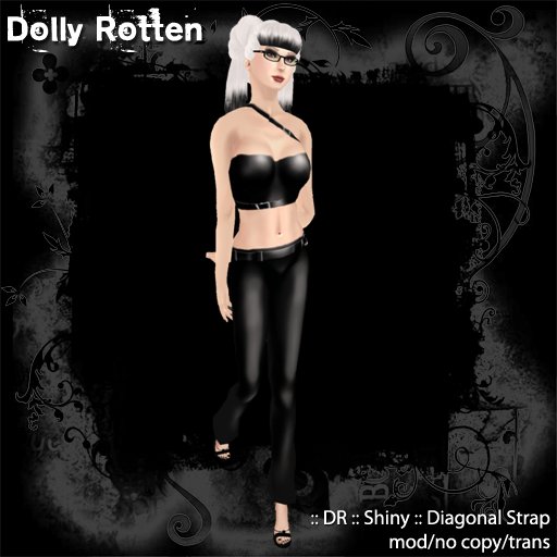 :: Dolly Rotten :: Shiny :: Diagonal Strap - black