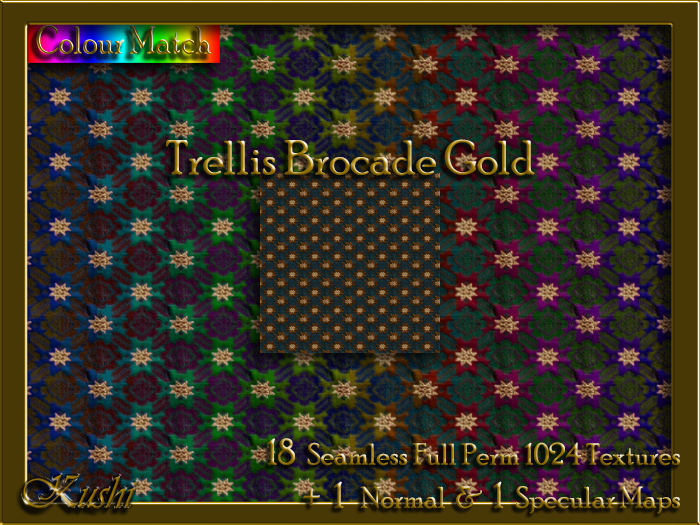 !Kushi! TrellisBrocadeGOLD Textures -WearToUnpack