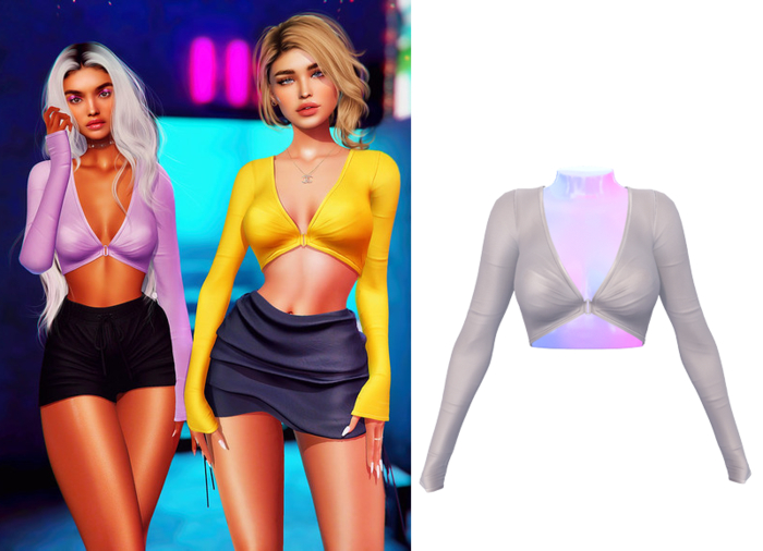 Ec.cloth - Jorja V Crop Top -  Gray (add it)