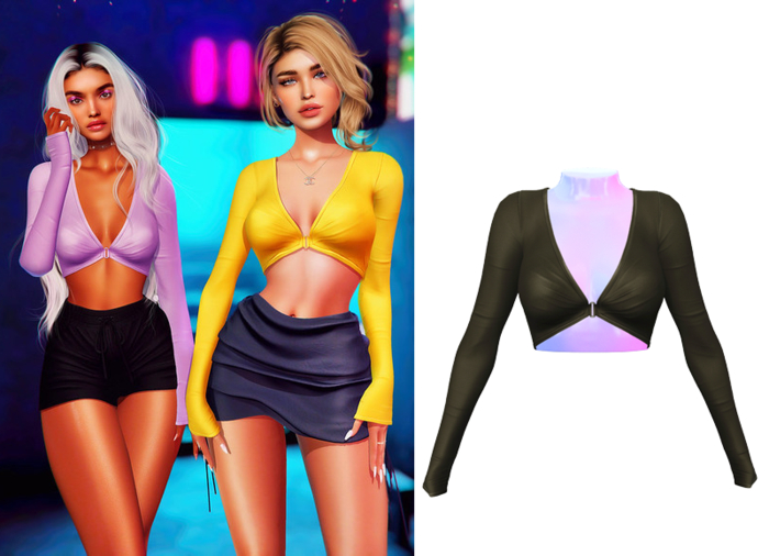 Ec.cloth - Jorja V Crop Top -  Khaki (add it)
