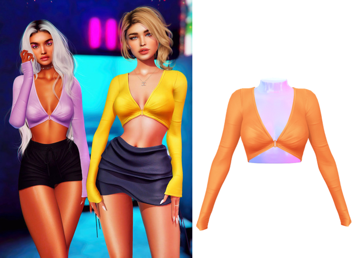 Ec.cloth - Jorja V Crop Top -  Orange (add it)