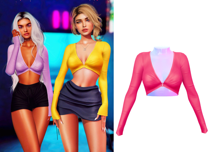 Ec.cloth - Jorja V Crop Top -  Pink (add it)